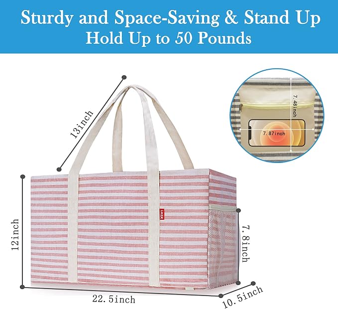 LHZK 2 Pack Extra Large Utility Tote Bag - Image 6