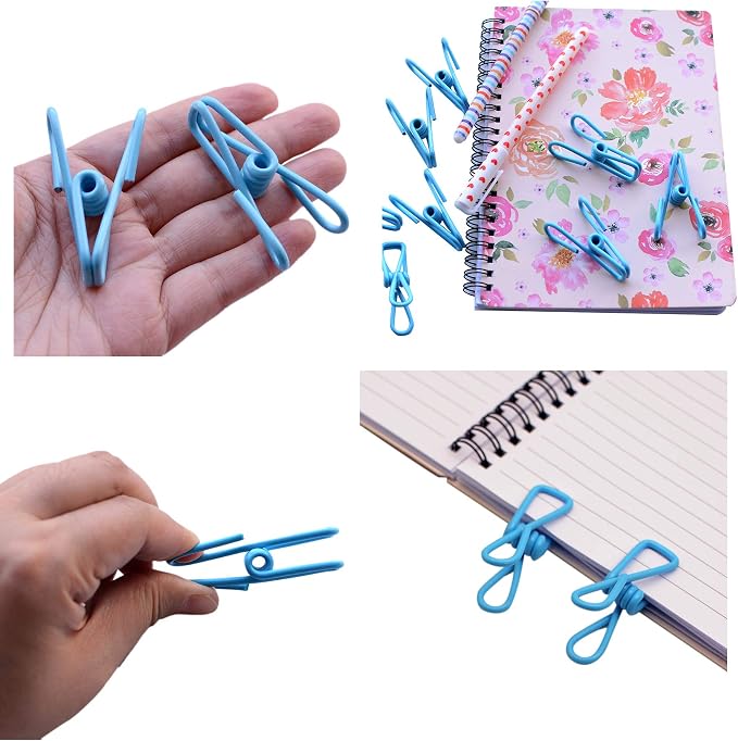 30 Pcs 2 Inch Blue Chip Clips, PVC Coating High Elasticity Strength Clothes Pins - Image 3