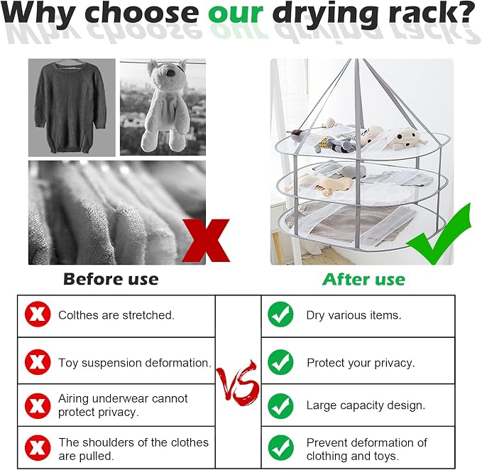 3 Tier Folding Mesh Clothes Drying Rack, Stackable Sweater Drying Rack - Image 5