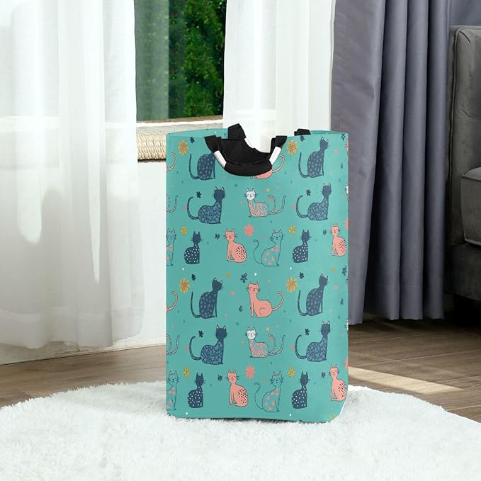 Sweet American Curlcats Turquoise laundry baskets collapsable and waterproof - Image 2