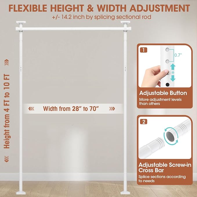 Room Divider Curtain Rod, No Drilling Room Separator - Image 2