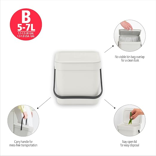 Brabantia Sort & Go Kitchen Countertop Food Scraps Compost Bin | XS / 1.6 Gal / - Image 4