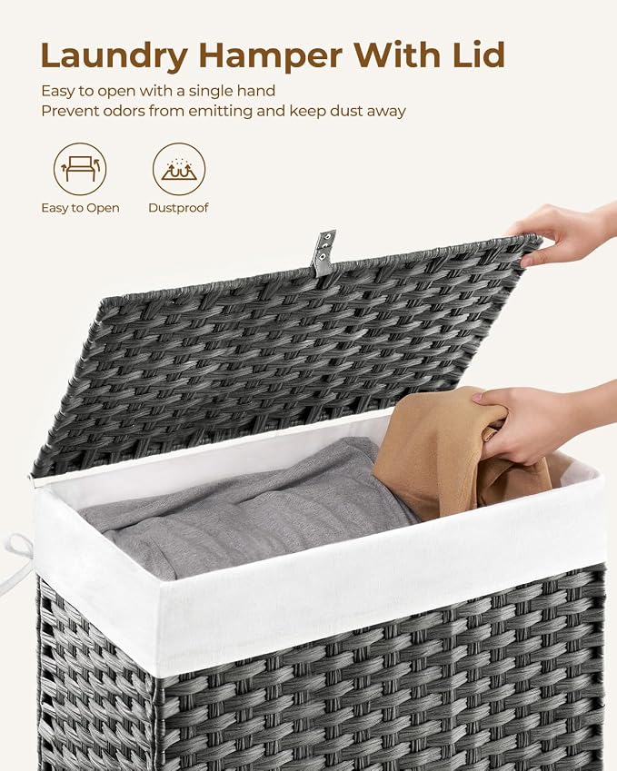 Greenstell Laundry Hamper with Lid, 125L Laundry Basket with 2 Removable Liner - Image 5