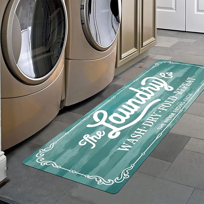 Pauwer Laundry Room Rug Runner 20"x48" Waterproof Rubber Laundry Mat Non Slip by Pauwer