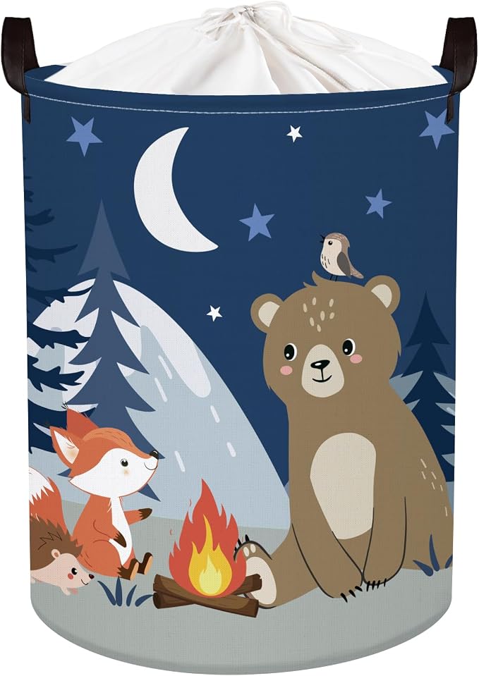 Night Camping Laundry Hamper Picnic Large Storage Basket Bonfire Collapsible by HUUMONSS