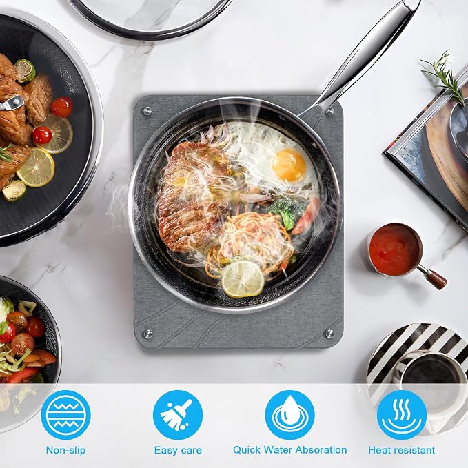 3Pcs Nesting Stone Drying Mat for Kitchen Counter, Quick Drying Stone Dish - Image 6