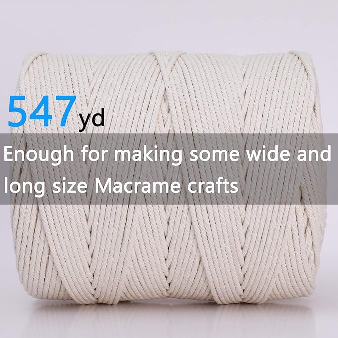 Macrame Cord 4mm x 547Yards, Natural Cotton Macrame Rope - Image 3