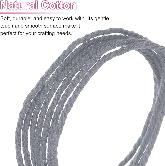 HARFINGTON Natural Macrame Cord 2mm x 220 Yards 3 Strand Twisted Cotton Macrame - Image 4