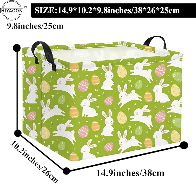 HIYAGON Rectangular Easter Basket Easter Gift Basket Kids Storage Basket Kids - Image 6