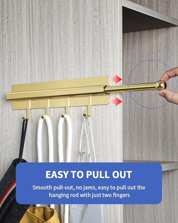 Adhesive Valet Rods for Closets Gold Closet Valet Rod - Image 5