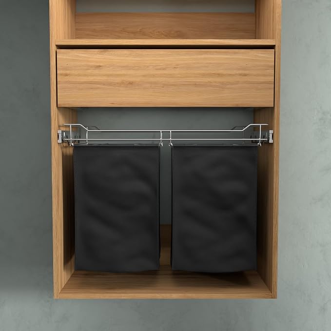 Classic 30" Full Extension Pullout Laundry Hamper in Chrome - Image 2