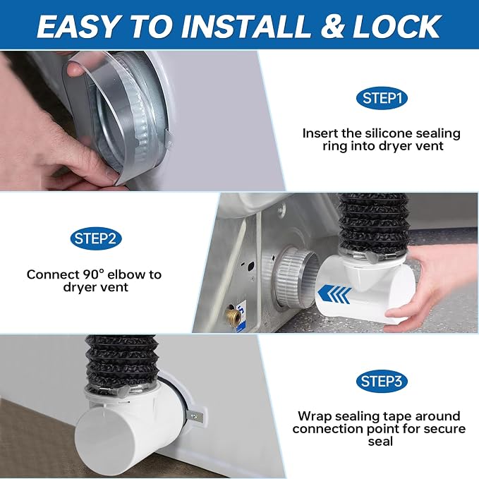 Dryer Vent Connector Kit with 90 Degree Elbow & 6-Layer Flexible Hose, - Image 5