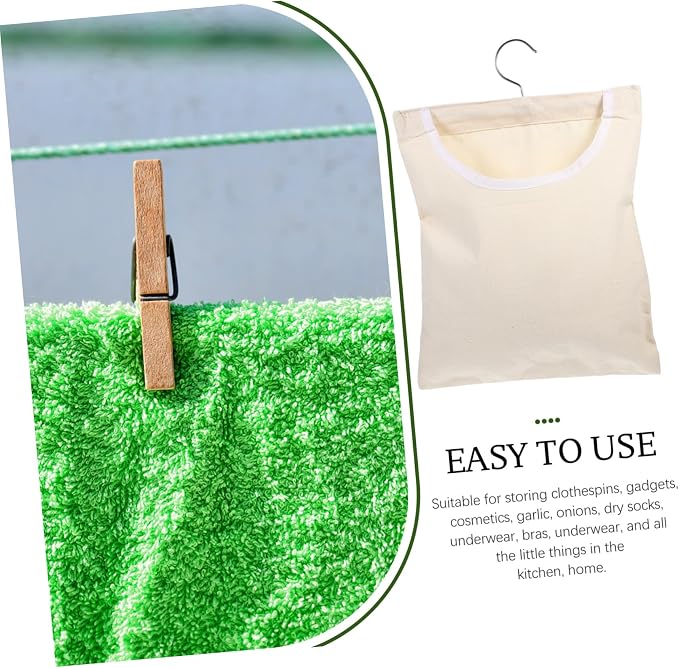 Clothespin Organizer Laundry Bag U-shaped Opening Strong Steel Hook Home Storage - Image 4