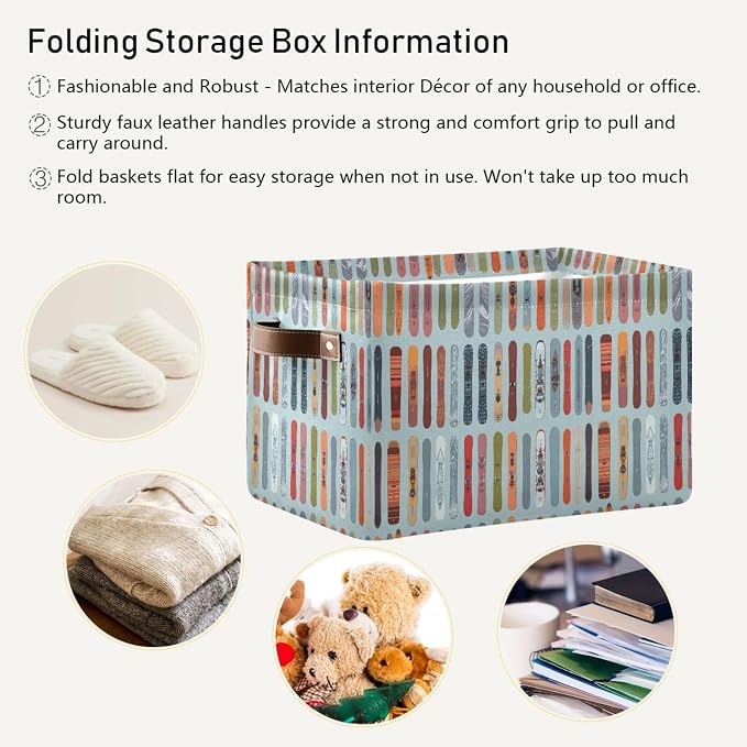 Pfrewn Storage Basket Bins Foldable Skis Snowboards Laundry Hamper Box Organizer - Image 6