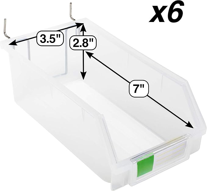 Pegboard Bins – 6 Pack Clear Extra Large - Image 2