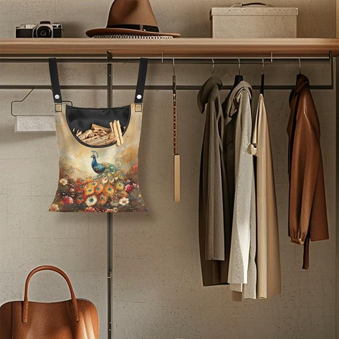 Clothes Pin Hanging Bag with Large Opening, Lightweight Hanging Laundry Bag - Image 4