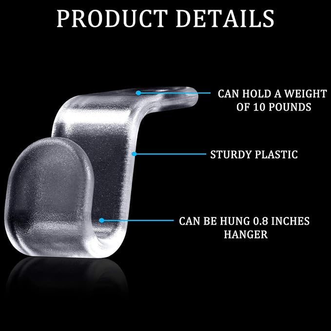 Jetec 96 Pieces Clear Clothes Hanger Connector Hooks Hanger Extender Clips - Image 3