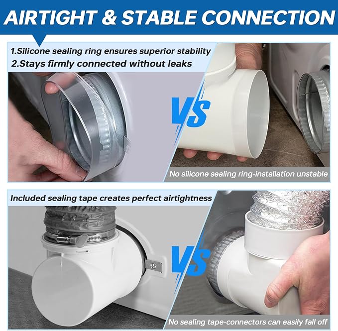 Dryer Vent Hose for Tight Space, 90 Degree Dryer Vent Elbow Connector Kit - Image 4