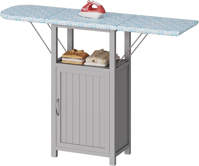 Ironing Board with Storage Cabinet, Folding Ironing Board with Extra Storage by VKTO