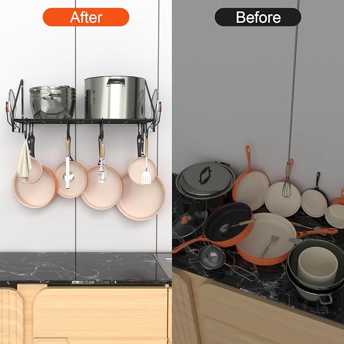 28 Inch Pot Rack Wall Mounted, Pots and Pans Organizer - Image 7