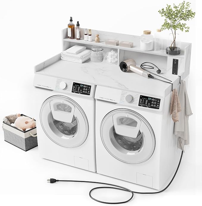 Upgraded 2-Tier Washer and Dryer Countertop by ZYKZYKHOME