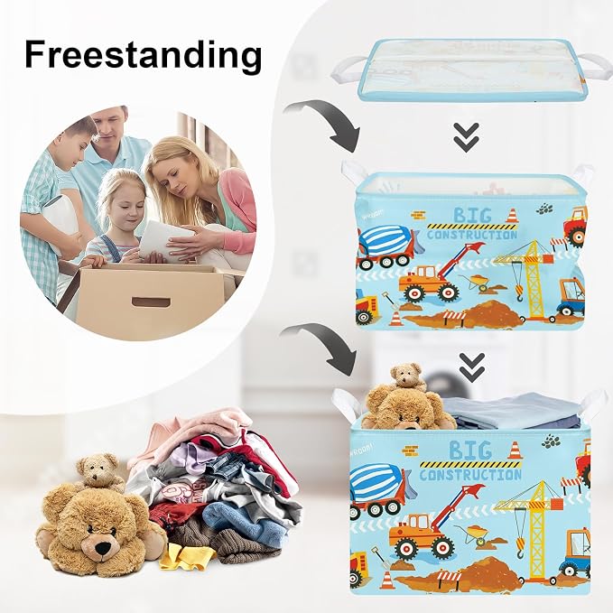 Construction Vehicle Baby Laundry Hamper Collapsible Clothes Kids Storage - Image 3