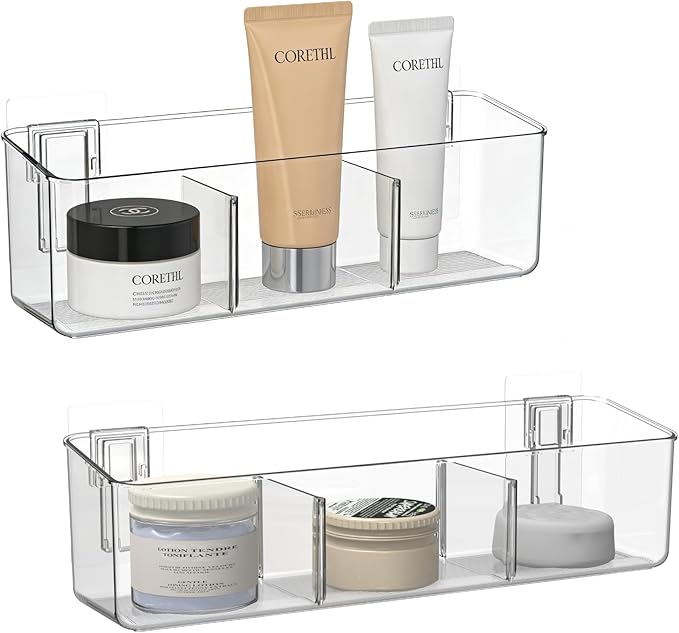 vacane Plastic Over Cabinet Door Organizer, Adhesive Mount Storage Organizer by vacane