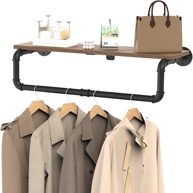 Industrial Pipe Clothes Rack, Heavy Duty Iron Wall Mounted Garment Rack by YheenLf