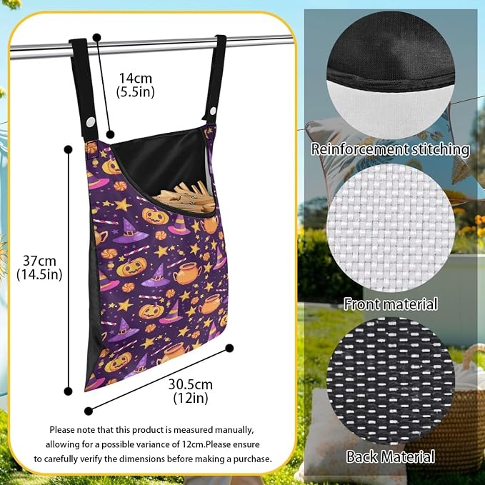 Halloween Magic Hat Clothespin Bag Large Capacity Hanging Storage Reusable - Image 6