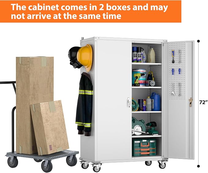 Aobabo Extra Large Garage Storage Cabinet on Wheels, Metal Storage Cabinets - Image 8