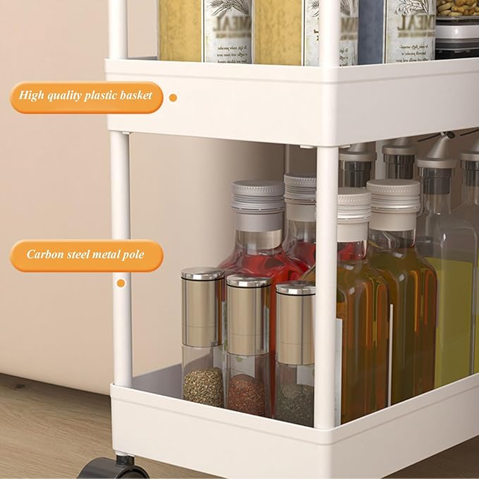 Slim Storage Cart, Bathroom Organizer Kitchen Organization Mobile Shelving Unit - Image 6