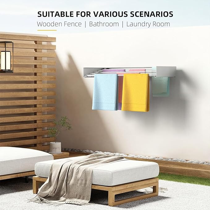 Laundry Drying Rack Collapsible, Wall Mounted Clothes Drying Rack, Space Saving - Image 4