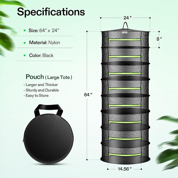 VIVOSUN 2-Pack 8-Layer Mesh Drying Rack Hanging Design - Image 2