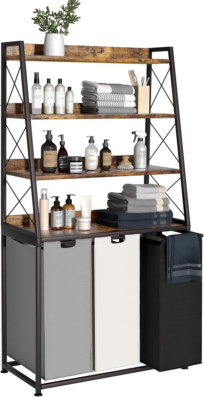 Laundry Basket, 3 Section Laundry Hamper by Herture