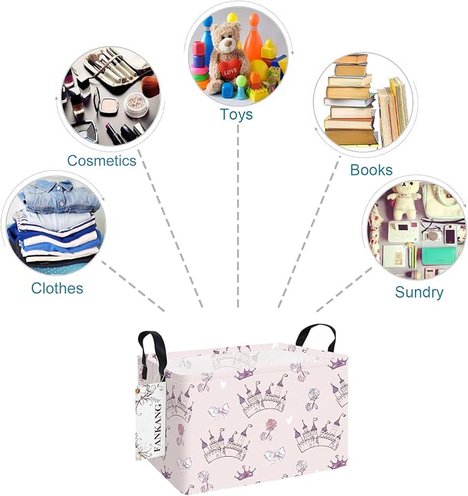 FANKANG Storage Bins, Nursery Hamper Canvas Laundry Basket Foldable - Image 7