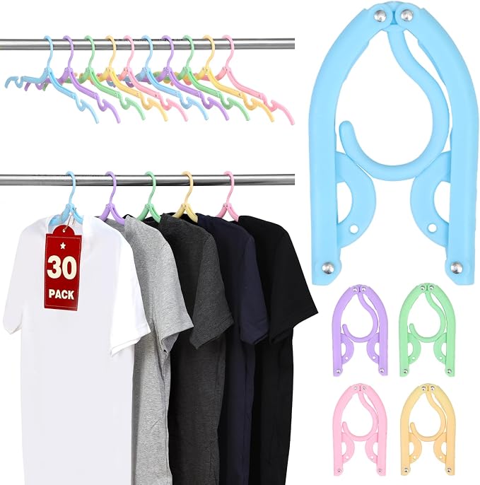 30 Pcs Travel Hangers, Cruise Ship Essentials Foldable Plastic Hangers Travel by Quatish