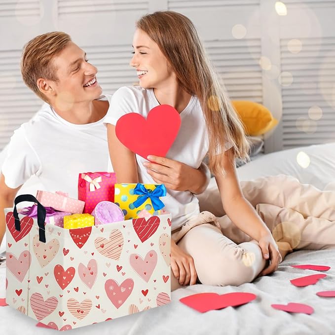 Rectangular Pink Valentine's Day Gift Basket, nursery basket, kids toy storage - Image 3