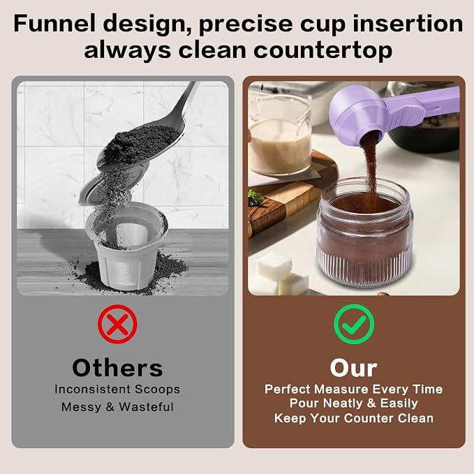 2-in-1 Coffee Scoop with Funnel, 2 Teaspoon Measuring Spoon - Image 3