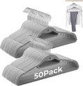Grey Velvet Hangers 50 Pack, Felt Covered Non Slip Fabric by Limogoo
