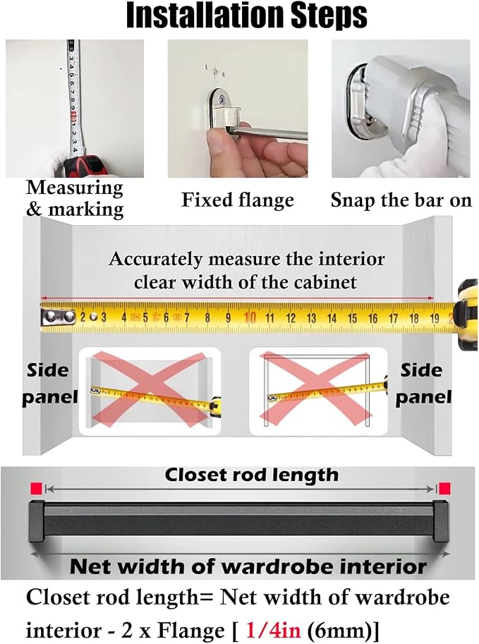 Small Wardrobe Hanging Rail Silver Black Champagne, 50 75 100 120 140 Cm Closet - Image 6