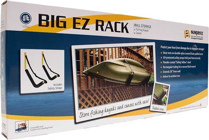 Suspenz Kayak Storage Rack, Big EZ Padded Wall Hangers/Hooks - Image 6