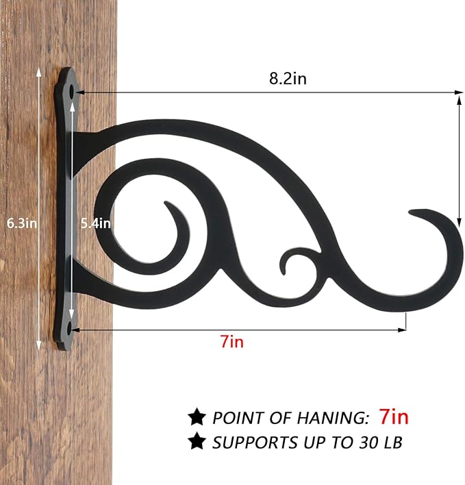 2 Pcs 8-Inch Outdoor Decorative Wall Hanging Lantern Plant Hooks, Iron Wall - Image 3
