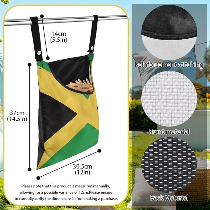 Jamaica Flag Clip Storage Bag Portable Laundry Clothes Pin Holder Machine - Image 6