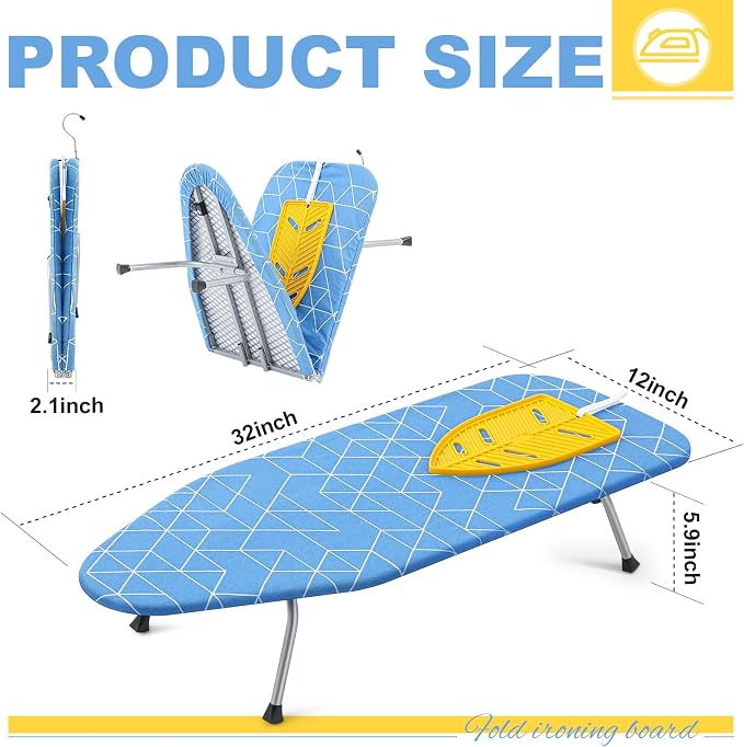 Chunful Mini Ironing Board Tabletop, Portable Compact Travel - Image 2