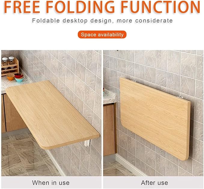 Wall Mounted Folding Table for Kitchen, Wood Wall Mounted Table, Bracket Heavy - Image 4