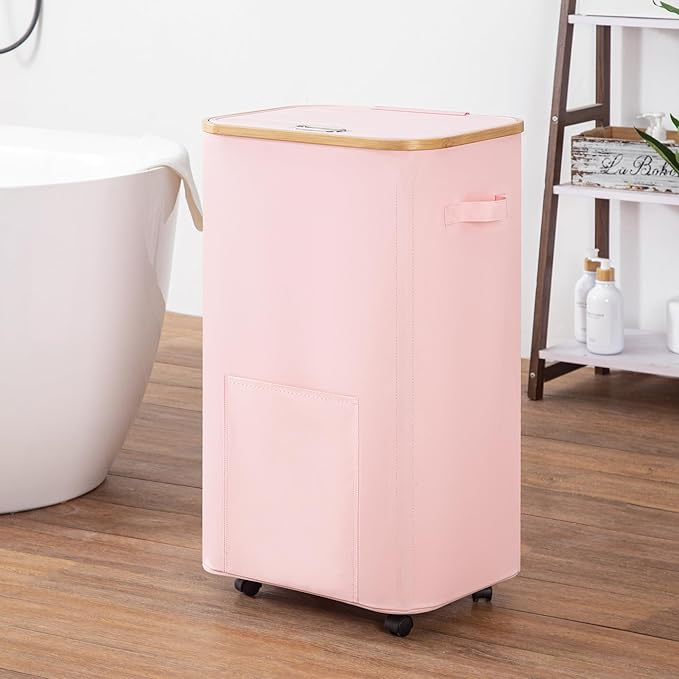 Laundry Basket with Wheels, Tall Dirty Clothes Hamper on Wheels, Rolling - Image 5