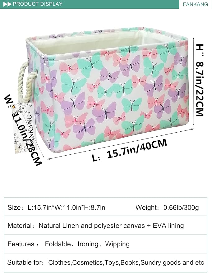 FANKANG Rectangular Laundry Basket Nursery Storage Fabric Storage Bin Storage - Image 2