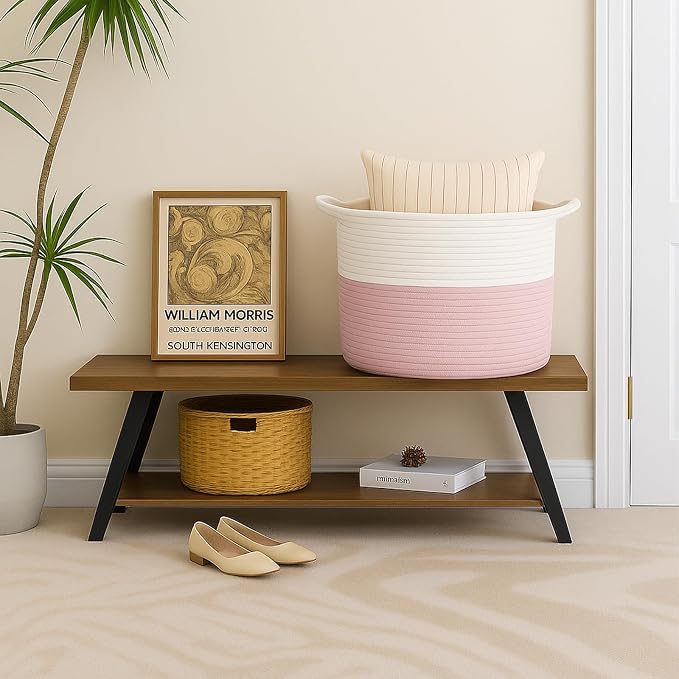ShellKingdom Laundry Basket, Large Natural Rope Woven Storage Basket - Image 2