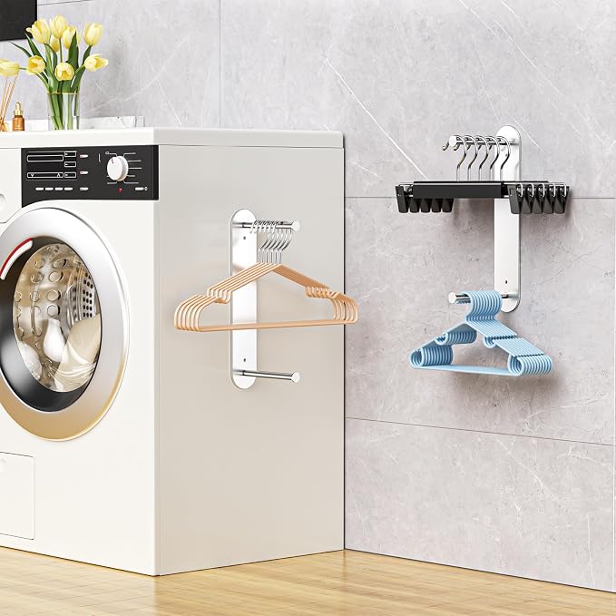 Hanger Holder for Laundry Room, Wall Mounted Clothes Hanger Organizer Stacker - Image 2
