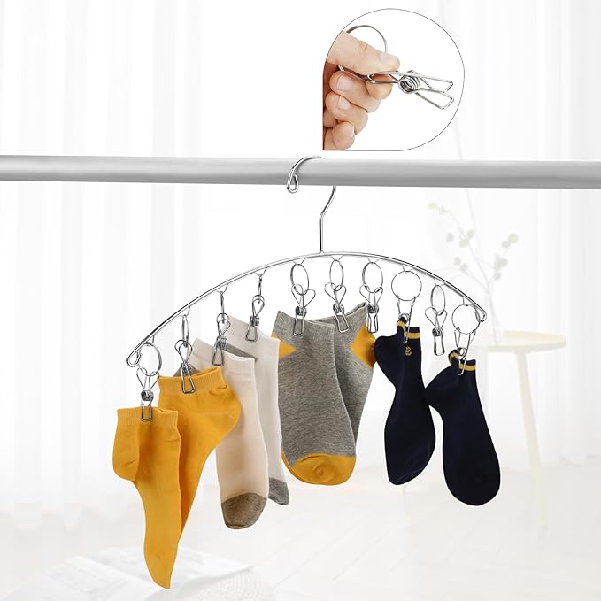 Toplife Clothes Hanger with 10 Clips, Stainless Steel, - Image 6